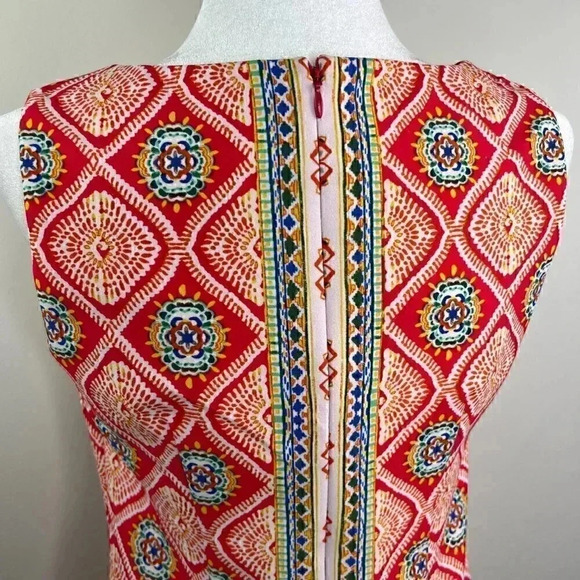 R&K Sleeveless Colorful Pattern Panel Dress - Pink, Blue, Yellow, White - 4 - Picture 11 of 14